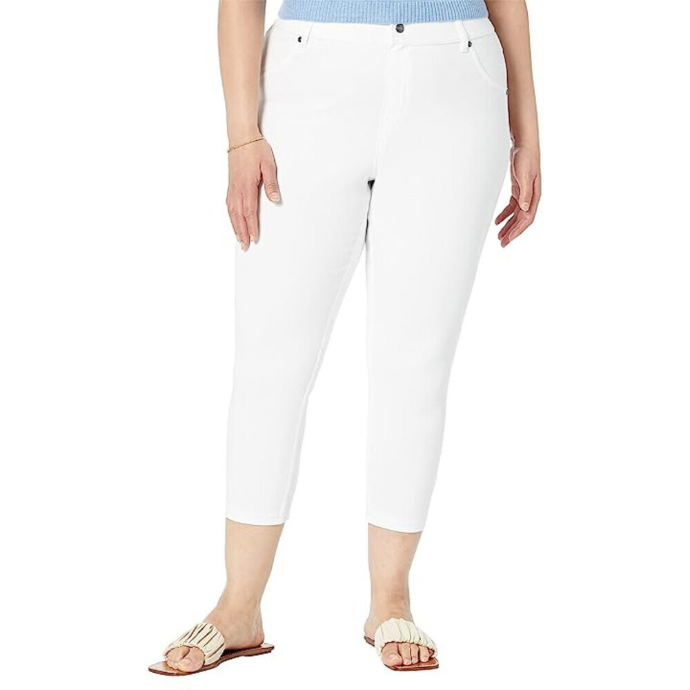 Hue Capri Jeans Women 1X White Ultra Soft Denim High-Rise Skinny Leg Crop RED818